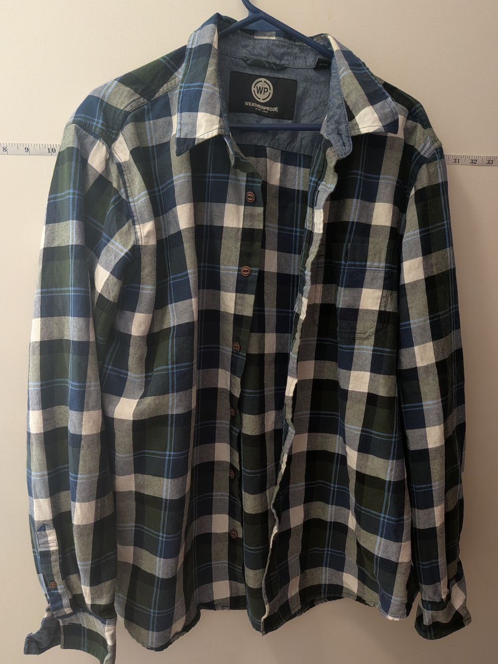 Weatherproof Vintage Men’s Green & Blue Plaid Button-Down Shirt